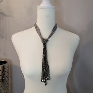 Silver Beaded with Suede Necklace